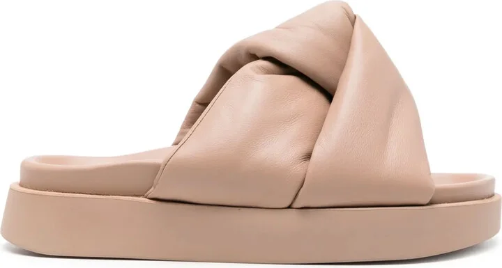 Soft Crossed leather slides