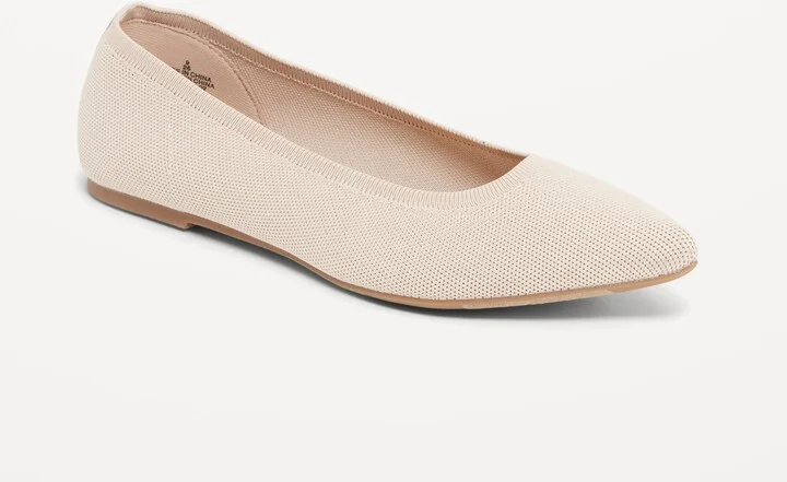 Soft-Knit Pointed-Toe Ballet Flats