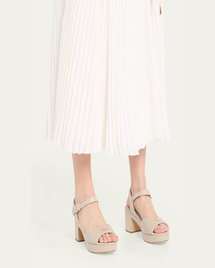 Soft Nappa Ankle Strap Platform Sandals - Image 6