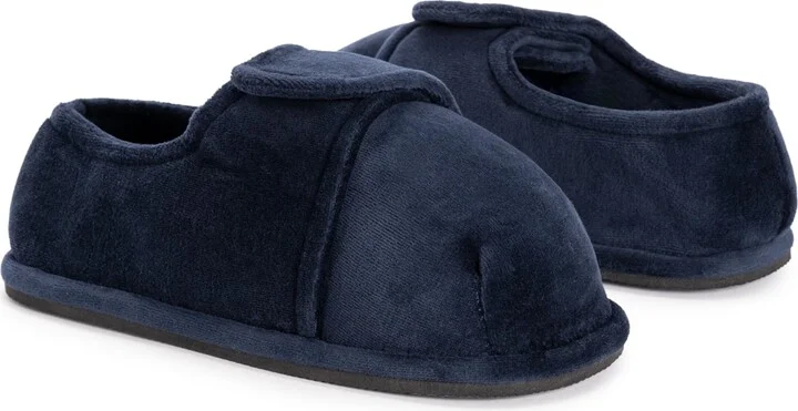 Softones By Muk Luks Unisex Adjustable Velour Slipper, Grey, M (W- 10-12 M- 7-9) - Image 2
