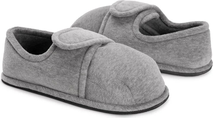 Softones By Muk Luks Unisex Adjustable Velour Slipper, Grey, M (W- 10-12 M- 7-9) - Image 5
