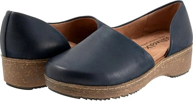 SoftWalk Addie Women's Shoes Navy Nubuck : 10.5 WW (EE), Leather