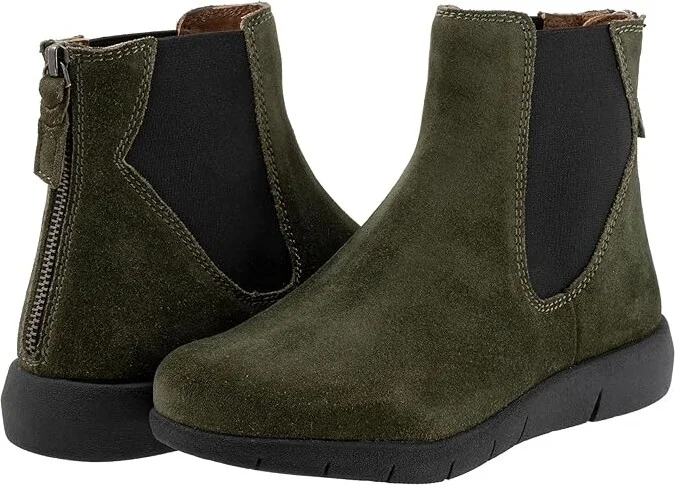 SoftWalk Albany Women's Boots Dark Green Suede : 7.5 N (AA), Leather
