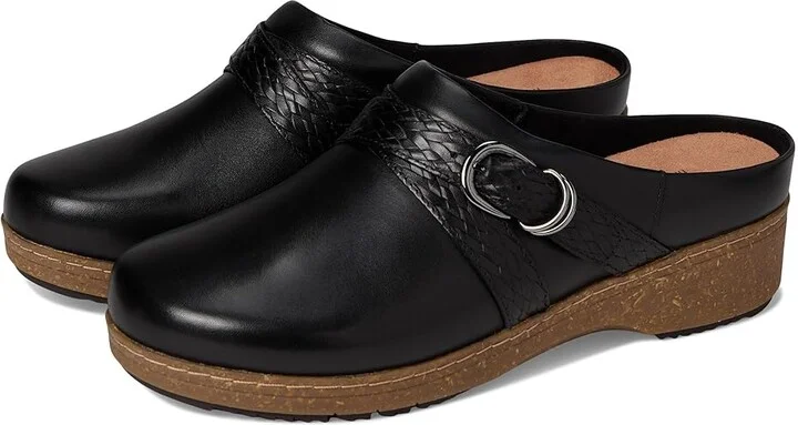 SoftWalk Asmara Women's Slippers Black Embossed : 7.5 WW (EE), Leather/Polyester