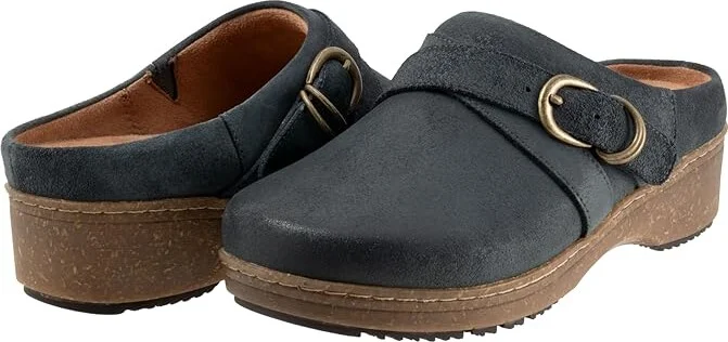 SoftWalk Asmara Women's Slippers Smoke Suede : 11 W (D), Leather/Polyester