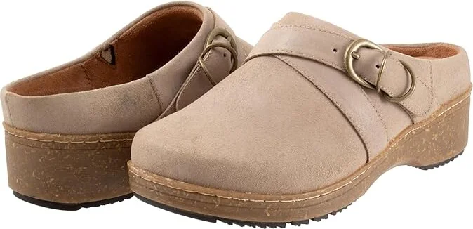 SoftWalk Asmara Women's Slippers Taupe Suede : 6 WW (EE), Leather/Polyester