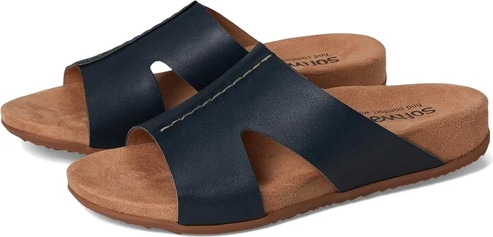 SoftWalk Beverly Women's Sandals Navy : 7.5 W (D), Leather