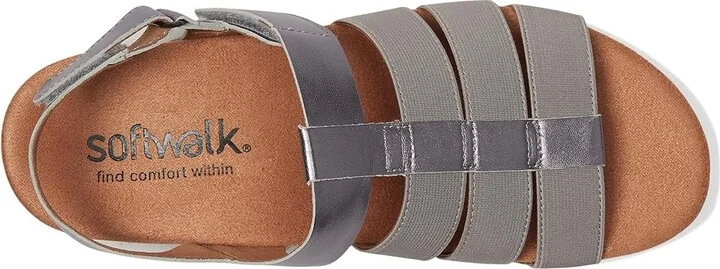 SoftWalk Burnaby Women's Sandals Pewter : 7 W (D), Leather/Textile - Image 2