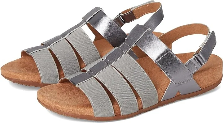 SoftWalk Burnaby Women's Sandals Pewter : 7 W (D), Leather/Textile