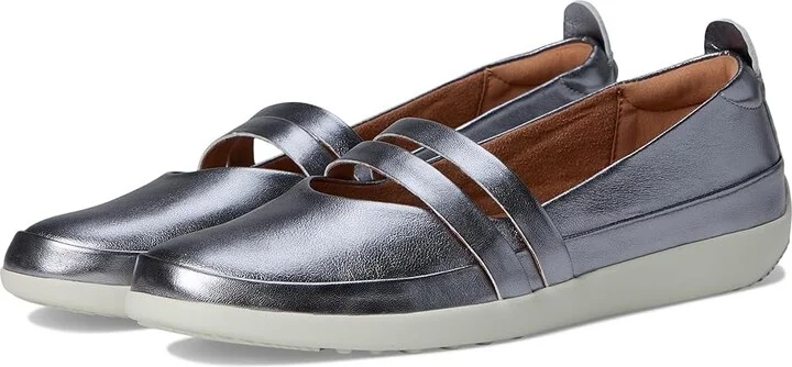 SoftWalk Devon Women's Flat Shoes Pewter : 8 M (B), Leather