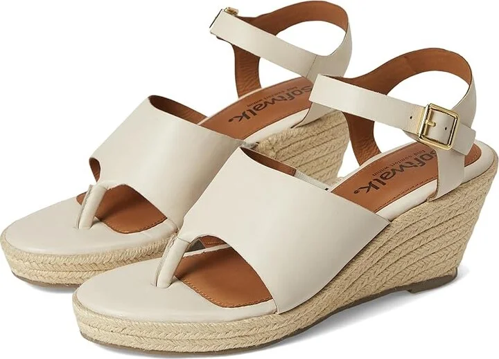 SoftWalk Hilo Women's Sandals Ivory : 7.5 M (B), Leather