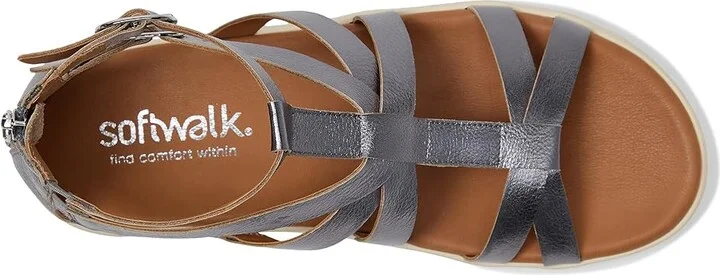 SoftWalk Jamaica Women's Sandals Pewter : 6.5 M (B), Leather - Image 2