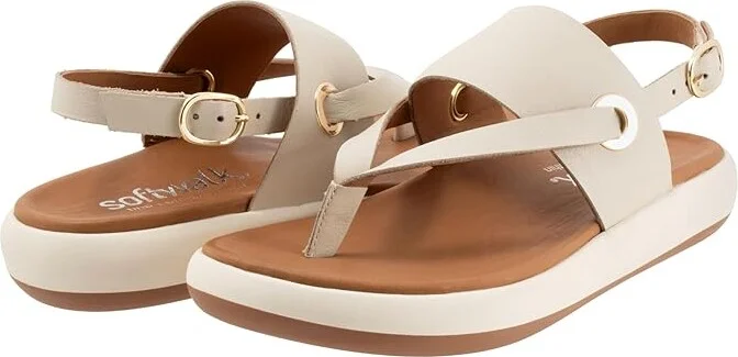 SoftWalk Joliet Women's Sandals Ivory : 11 M (B), Leather/Rubber