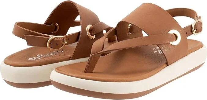 SoftWalk Joliet Women's Sandals Luggage : 11 W (D), Leather/Rubber