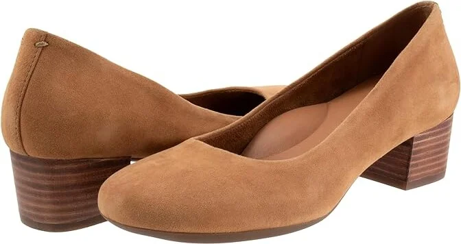 SoftWalk Lynn High Women's Heels Camel Nubuck : 8 W (D), Leather/Rubber