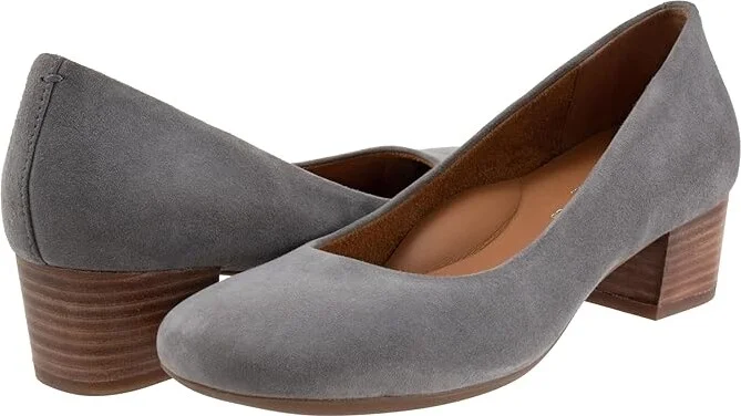 SoftWalk Lynn High Women's Heels Grey Suede : 8 N (AA), Leather/Rubber