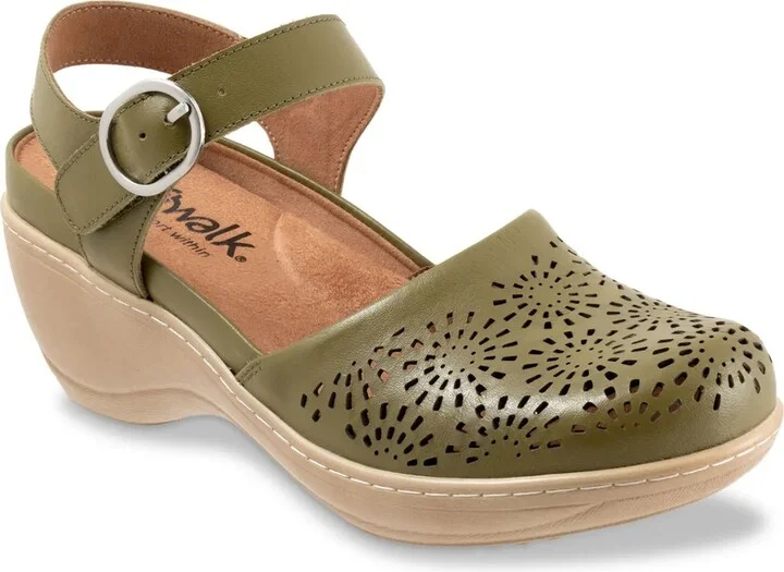 Olive Green Leather Floral Perforations