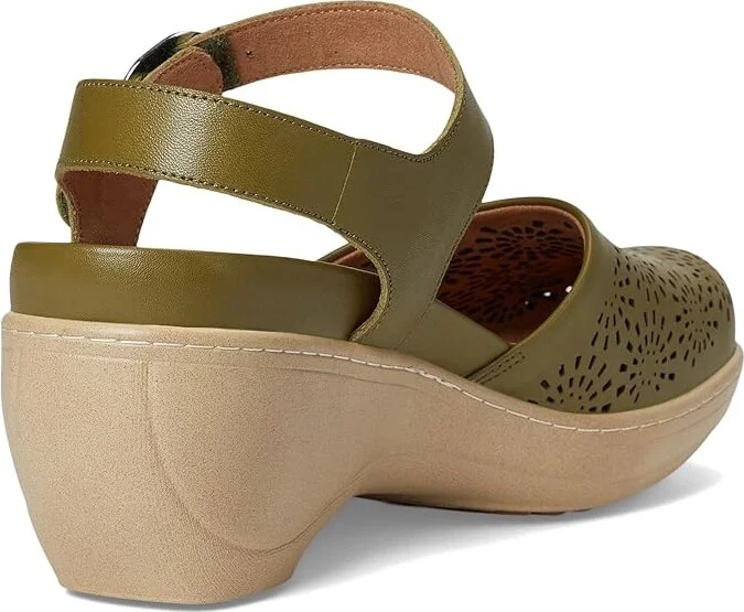 SoftWalk Mabelle Perf Women's Slippers Olive : 9 M (B), Leather - Image 4