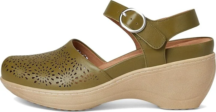 SoftWalk Mabelle Perf Women's Slippers Olive : 9 M (B), Leather - Image 6
