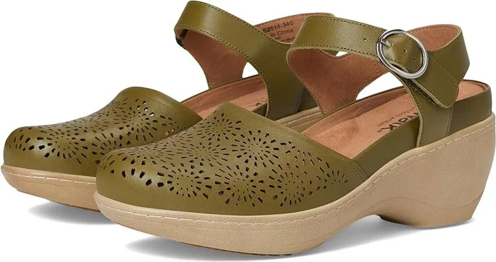 SoftWalk Mabelle Perf Women's Slippers Olive : 9 M (B), Leather