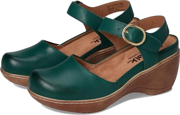 SoftWalk Mabelle Women's Shoes Dark Green : 7.5 WW (EE), Leather