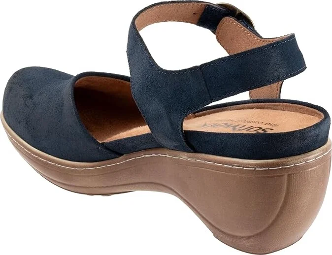 SoftWalk Mabelle Women's Shoes Navy Suede : 6 WW (EE), Leather - Image 4