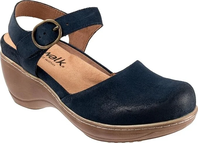 SoftWalk Mabelle Women's Shoes Navy Suede : 6 WW (EE), Leather - Image 5
