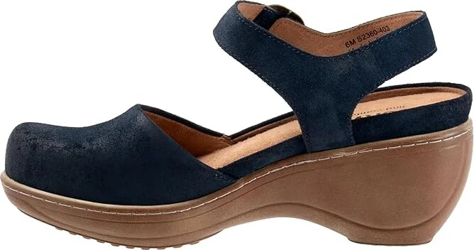 SoftWalk Mabelle Women's Shoes Navy Suede : 6 WW (EE), Leather - Image 6