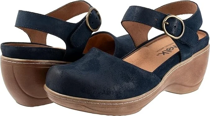 SoftWalk Mabelle Women's Shoes Navy Suede : 6 WW (EE), Leather