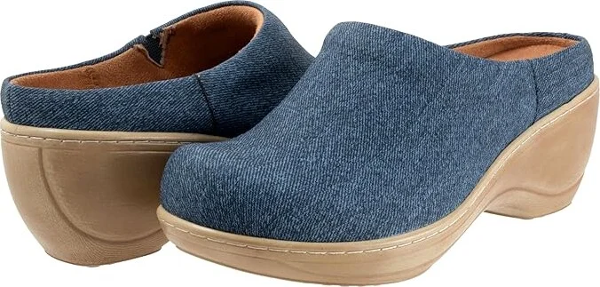 SoftWalk Madison Women's Shoes Blue Denim : 8 WW (EE), Leather