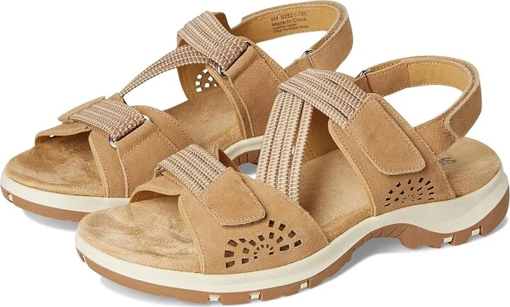 SoftWalk Oahu Women's Sandals Beige Suede : 7 M (B), Synthetic