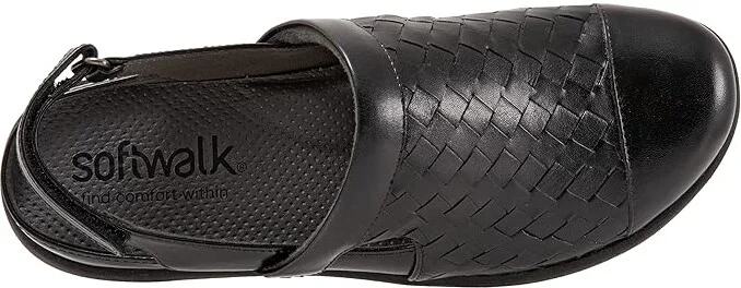 SoftWalk Salina Woven II Women's Flat Shoes Black : 10.5 WW (EE), Leather - Image 2