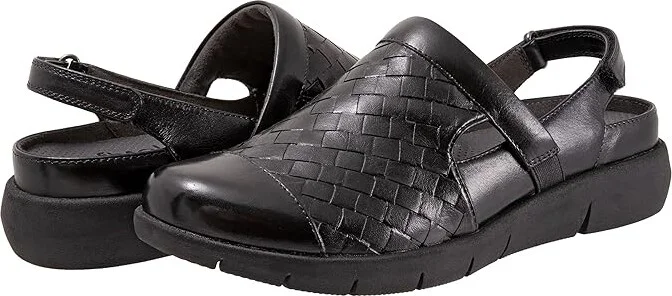 SoftWalk Salina Woven II Women's Flat Shoes Black : 10.5 WW (EE), Leather