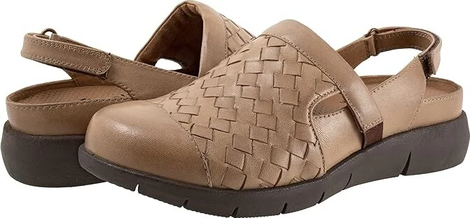 SoftWalk Salina Woven II Women's Flat Shoes Cement : 11 N (AA), Leather