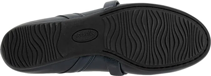 SoftWalk Samara Women's Flat Shoes Navy : 7.5 WW (EE), Leather - Image 3