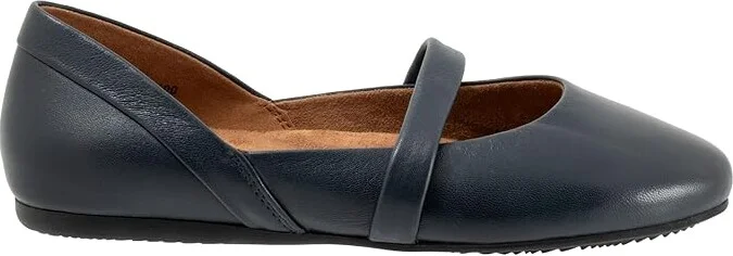 SoftWalk Samara Women's Flat Shoes Navy : 7.5 WW (EE), Leather - Image 6