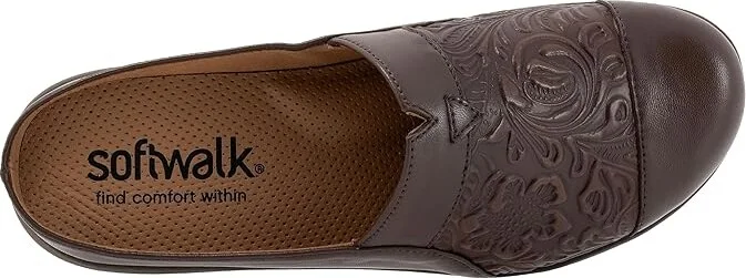 SoftWalk San Marcos Tooling Women's Shoes Brown : 11 WW (EE), Leather/Microfiber/Rubber - Image 2
