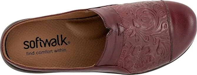 SoftWalk San Marcos Tooling Women's Shoes Dark Red : 12 WW (EE), Leather/Microfiber/Rubber - Image 2
