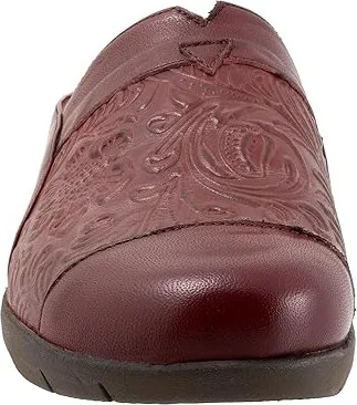 SoftWalk San Marcos Tooling Women's Shoes Dark Red : 12 WW (EE), Leather/Microfiber/Rubber - Image 5