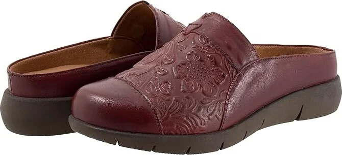 SoftWalk San Marcos Tooling Women's Shoes Dark Red : 12 WW (EE), Leather/Microfiber/Rubber
