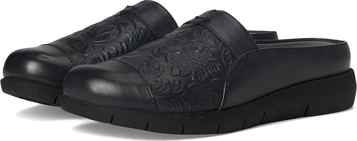 SoftWalk San Marcos Tooling Women's Shoes Navy : 6 W (D), Leather/Microfiber/Rubber