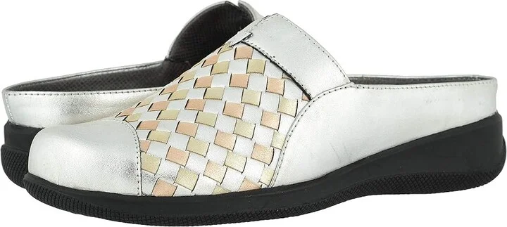 SoftWalk San Marcos Women's Clog Shoes Metallic : 11 N (AA), Cotton/Leather
