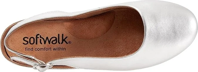 SoftWalk Sandy Women's Shoes Silver Metallic : 6.5 WW (EE), Leather - Image 2