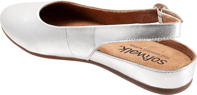 SoftWalk Sandy Women's Shoes Silver Metallic : 6.5 WW (EE), Leather - Image 4