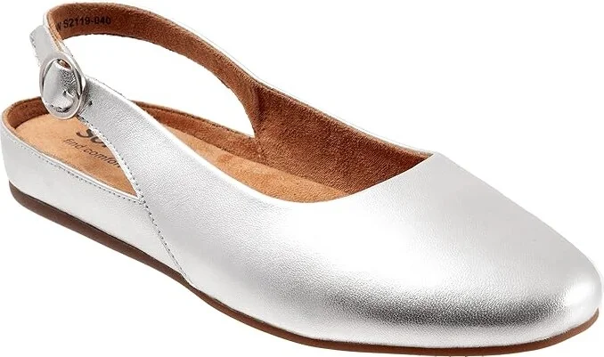 SoftWalk Sandy Women's Shoes Silver Metallic : 6.5 WW (EE), Leather