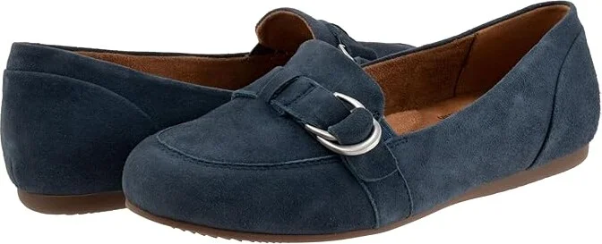 SoftWalk Serra Women's Flat Shoes Navy Suede : 11 M (B), Synthetic/Textile