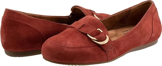 SoftWalk Serra Women's Flat Shoes Rust Suede : 7.5 W (D), Synthetic/Textile