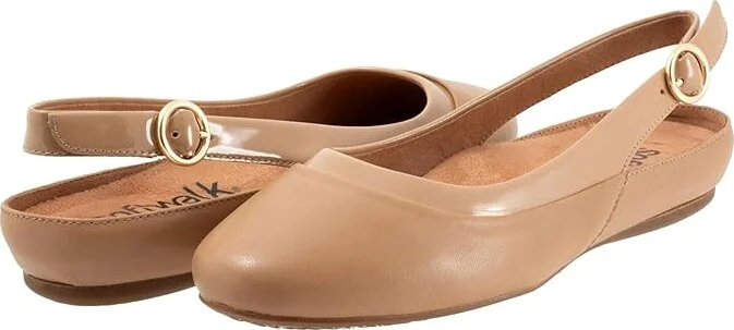 SoftWalk Sheffield Women's Flat Shoes Beige : 9.5 N (A), Leather/Polyester/Rubber
