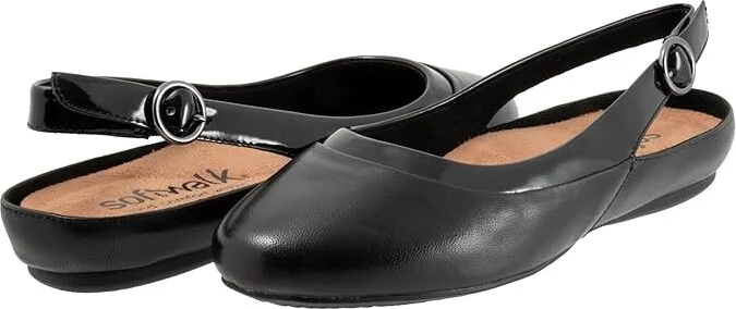 SoftWalk Sheffield Women's Flat Shoes Black : 8 M (B), Leather/Polyester/Rubber