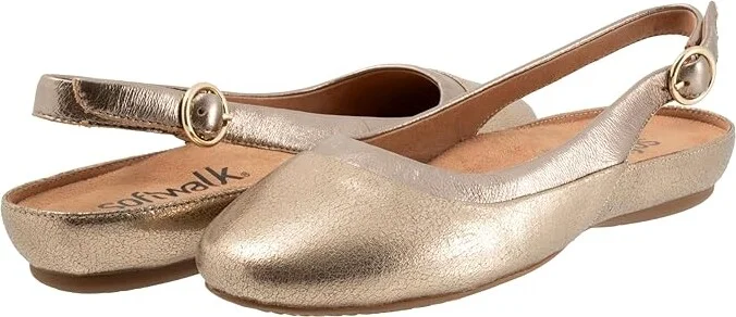 SoftWalk Sheffield Women's Flat Shoes Bronze : 9 M (B), Leather/Polyester/Rubber